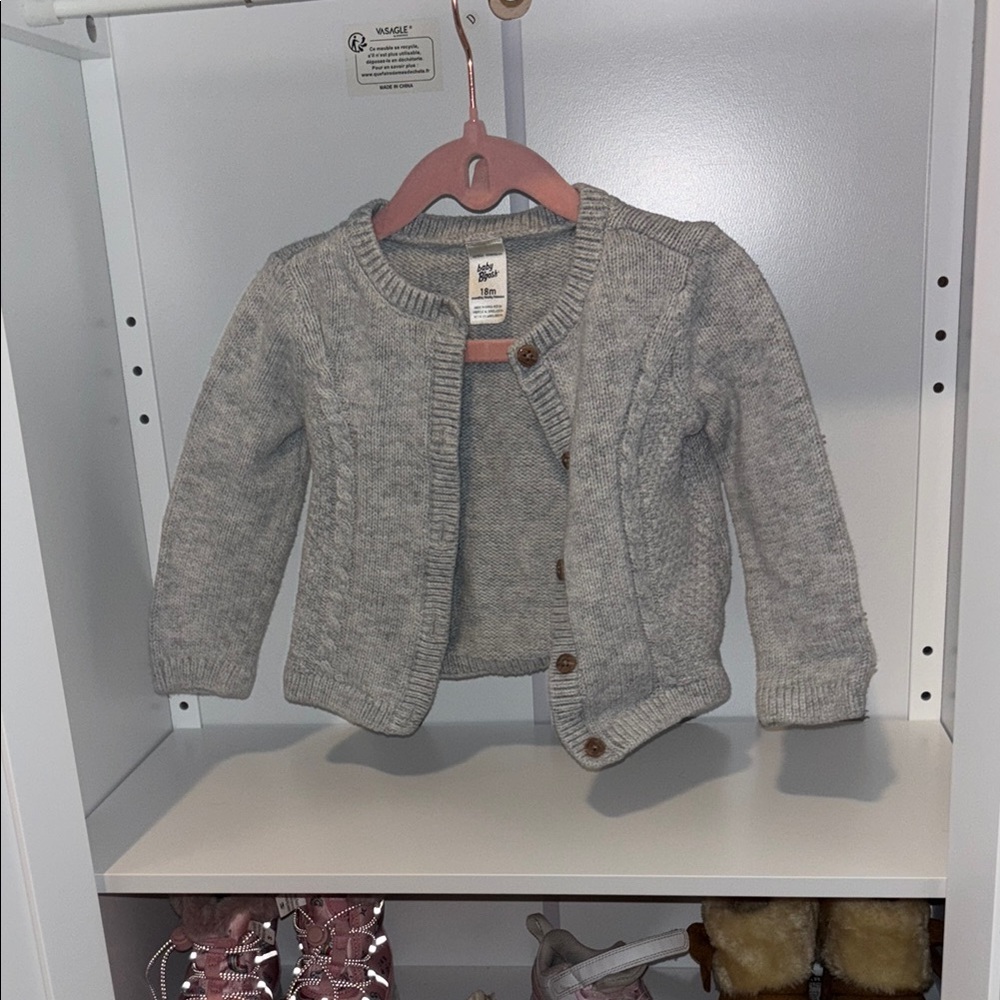 Cozy Gray Knit Kids Cardigan